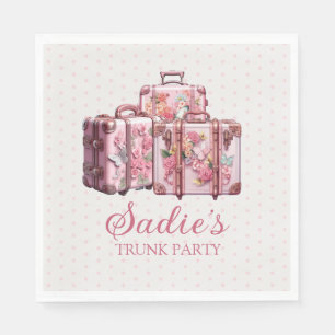College Trunk Party Vintage Suitcases Pink  Napkin