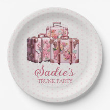 College Trunk Party Vintage Suitcases Pink