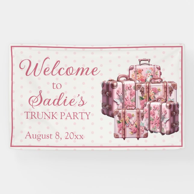 College Trunk Party Vintage Suitcases Welcome Banner (Horizontal)