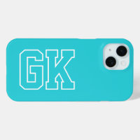 College Turquoise White Varsity Monogram Initials