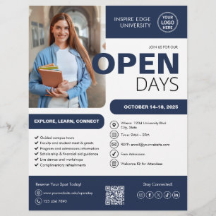 College University Open Day Navy Blue Business Flyer