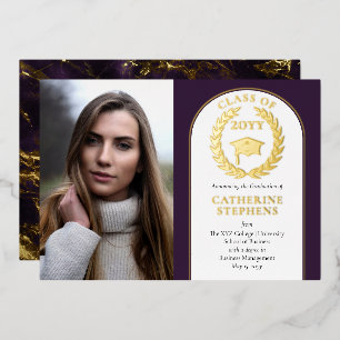 College   University Photo Purple Gold Graduation