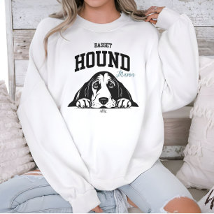 College Varsity Style Basset Hound Mama Dog Lover Sweatshirt