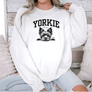 College Varsity Style Script Yorkie Mama Sweatshirt
