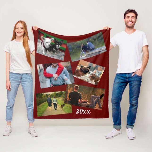 College year summer vacation 20xx DIY photo maroon Fleece Blanket (In Situ)