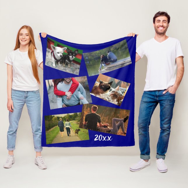 College year summer vacation 20xx DIY photo navy Fleece Blanket (In Situ)