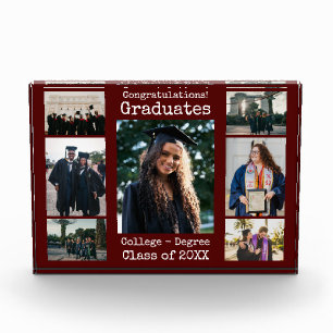 Collegiate Maroon Congratulations Graduates Photo Block