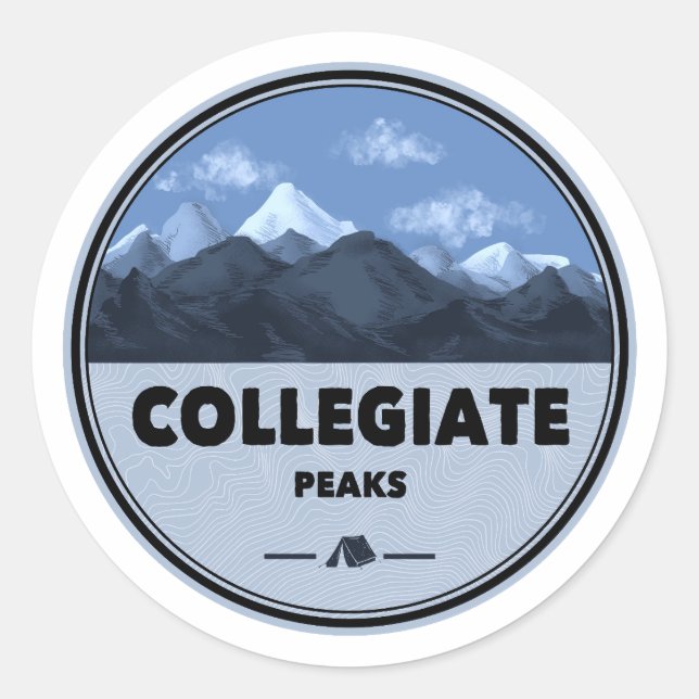 Collegiate Peaks Colorado Camping Classic Round Sticker (Front)
