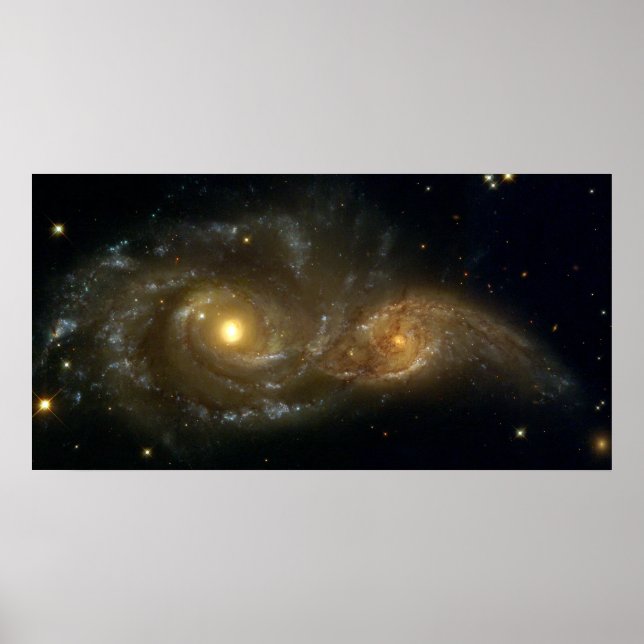 Colliding Galaxies NGC 2207 IC 2163 by the Hubble Poster (Front)