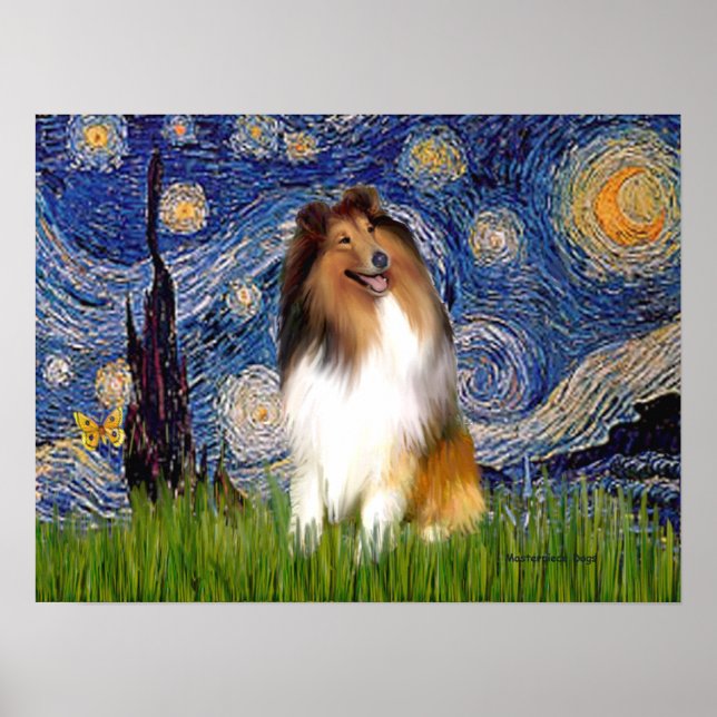 Collie 1 - Starry Night Poster (Front)