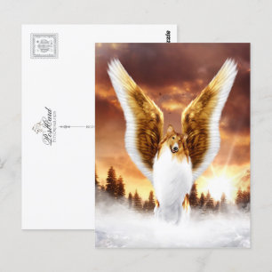 Collie Angel in Winter Sunset Postcard