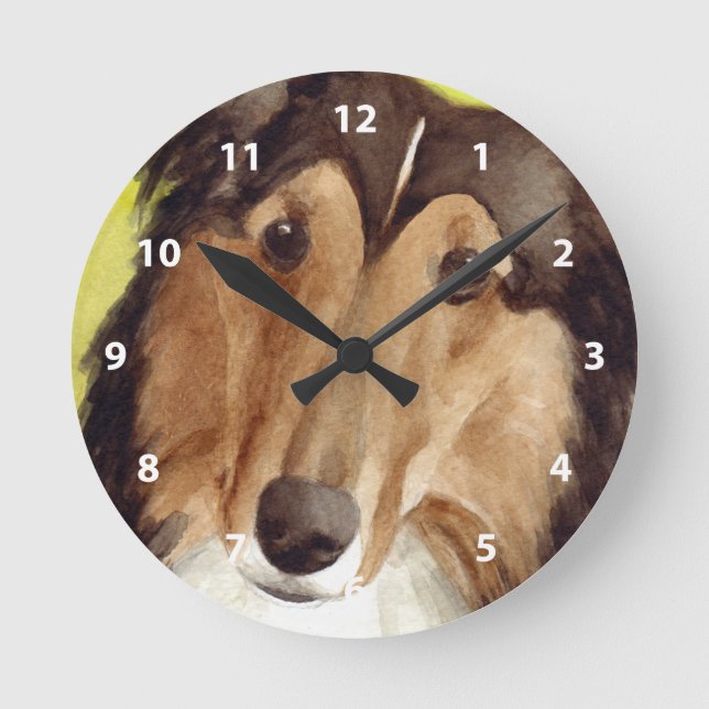 Collie Art Round Clock (Front)