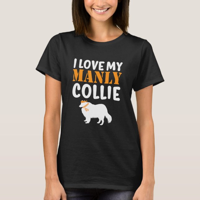 Collie Canine Pet  Boy Dog Puppy Gender Reveal Cut T-Shirt (Front)