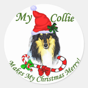 Collie Christmas Gifts Classic Round Sticker