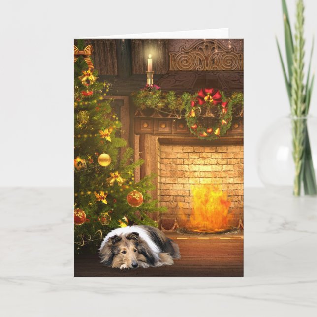 Collie Christmas Holiday Card (Front)
