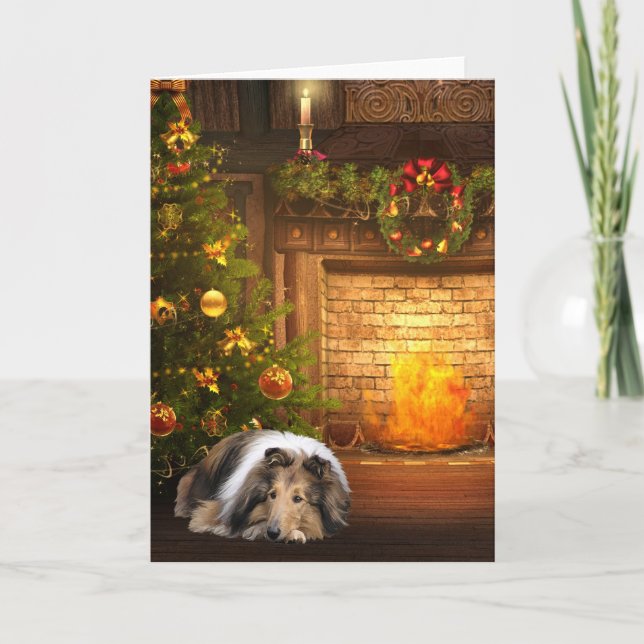 Collie Christmas Holiday Card (Front)