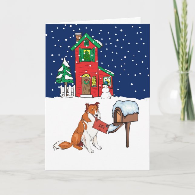 Collie Christmas Mail Holiday Card (Front)