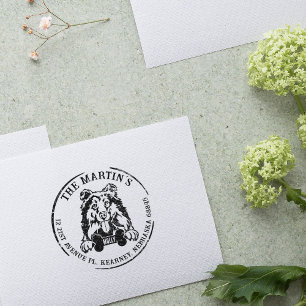 Collie Custom Family Return Address  Rubber Stamp