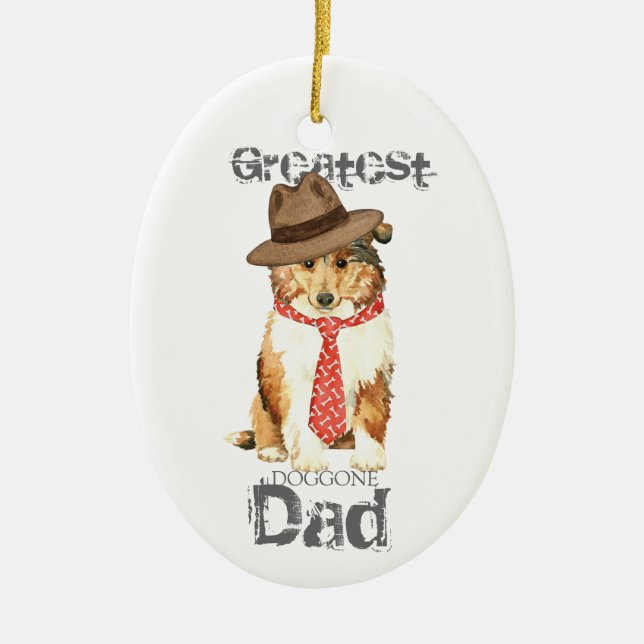 Collie Dad Ceramic Ornament (Front)