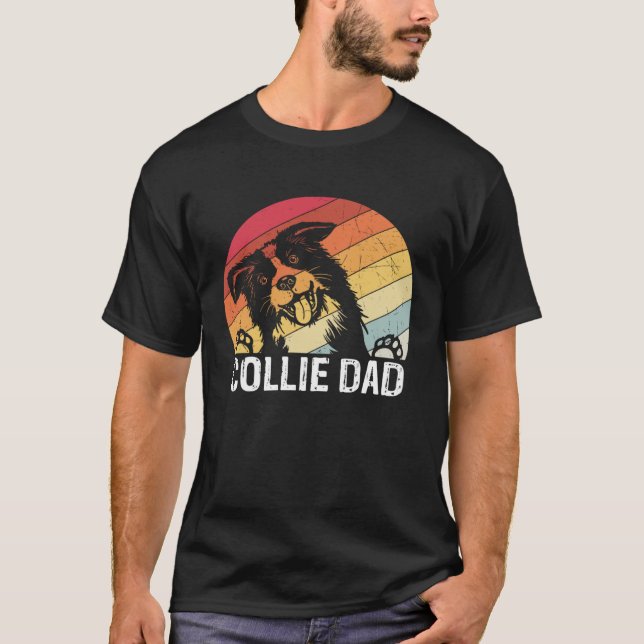 Collie dad collie dogs dad walking collie T-Shirt (Front)