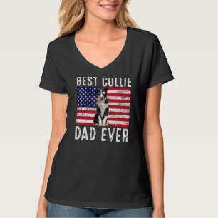 Collie Dad Usa American Flag Collie Dog Owner T-Shirt