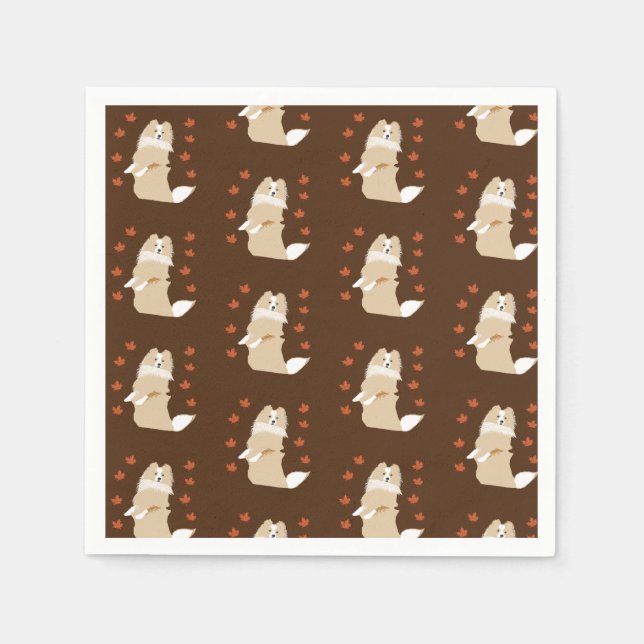 Collie Dog, Autumn Leaves Napkin (Front)