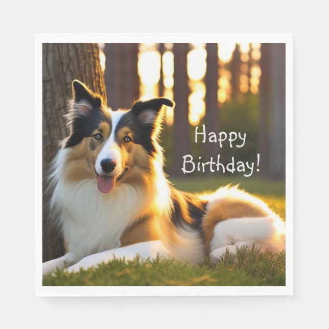 Collie Dog Birthday Napkin (Front)