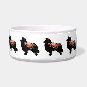 Collie Dog Breed Bohemian Floral Silhouette