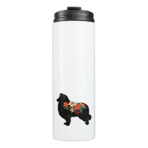 Collie Dog Breed Bohemian Floral Silhouette Thermal Tumbler