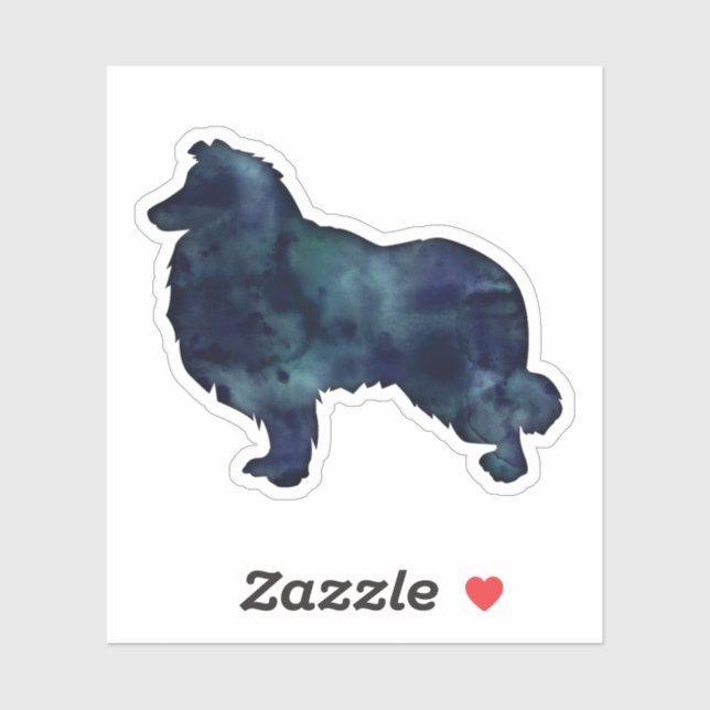 Collie Dog Breed Silhouette Black Watercolor (Sheet)