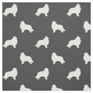 Collie Dog Breed Silhouettes Patterned Fabric