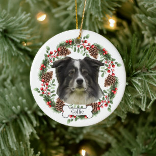 collie dog ceramic tree decoration