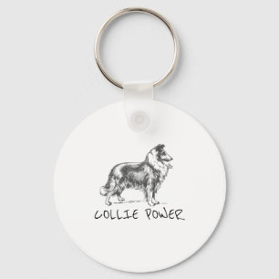 Collie dog "collie power" key ring