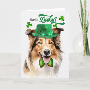 Collie Dog Feelin' Lucky St Patrick's Day Holiday Card