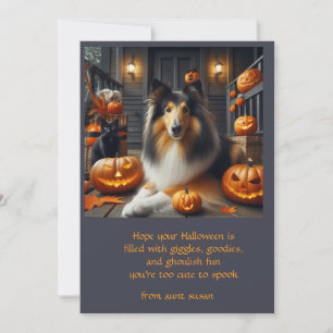 Collie Dog Halloween For Kids  Holiday Card