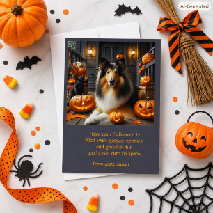 Collie Dog Halloween For Kids Holiday Card