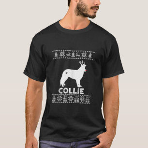 Collie Dog Lover Christmas Reindeer Ugly Christmas T-Shirt