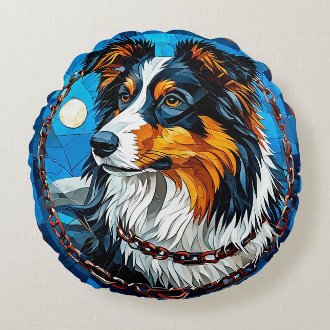 Collie Dog Lover Gift Round Cushion (Front)
