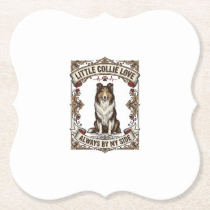 Collie Dog Lover Shirt with Vintage Engraving Quot Paper Coaster