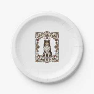 Collie Dog Lover Shirt with Vintage Engraving Quot Paper Plate
