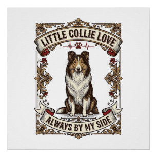 Collie Dog Lover Shirt with Vintage Engraving Quot Poster