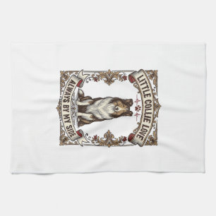 Collie Dog Lover Shirt with Vintage Engraving Quot Tea Towel