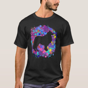 Collie Dog Pink Watercolor Splatter Art Love Dogs T-Shirt
