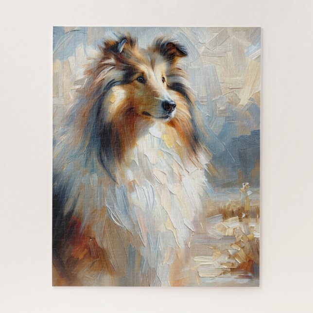 Collie Dog Portrait Painting  Jigsaw Puzzle (Vertical)