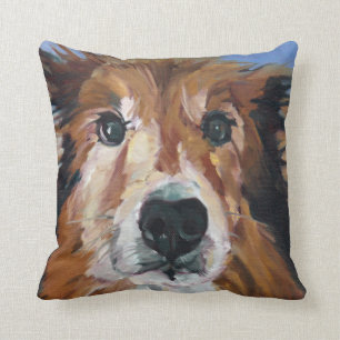 Collie Dog Portrait Pillow