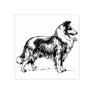 Collie dog rubber stamp