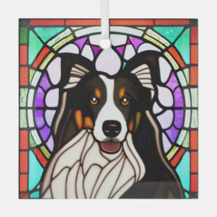 Collie Dog "Stained Glass"  Glass Tree Decoration