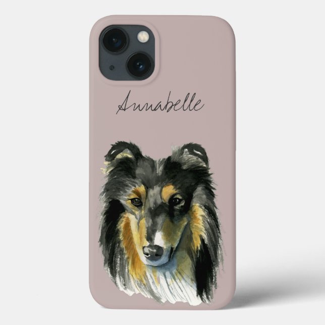 Collie Dog Watercolor Illustration Case-Mate iPhone Case (Back)