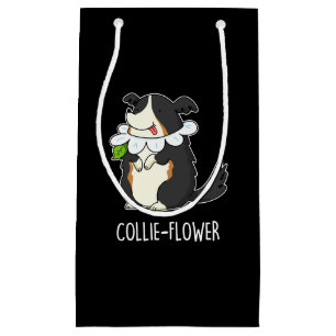 Collie-flower Funny Border Collie Dog Pun Dark BG Small Gift Bag