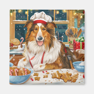 Collie Holiday Baking: Festive Christmas Magnet